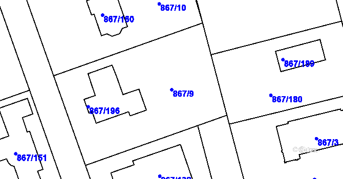 Parcela st. 867/9 v KÚ Hřebeč, Katastrální mapa