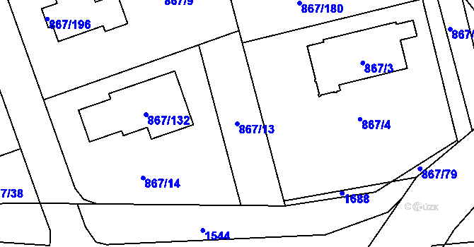 Parcela st. 867/13 v KÚ Hřebeč, Katastrální mapa