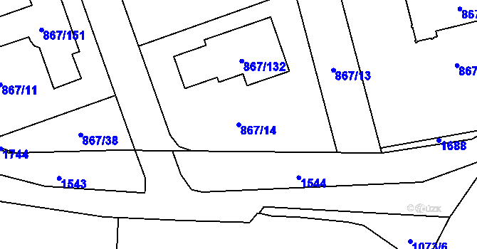 Parcela st. 867/14 v KÚ Hřebeč, Katastrální mapa