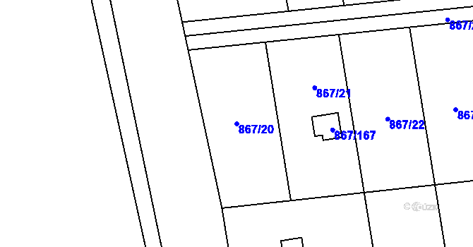 Parcela st. 867/20 v KÚ Hřebeč, Katastrální mapa