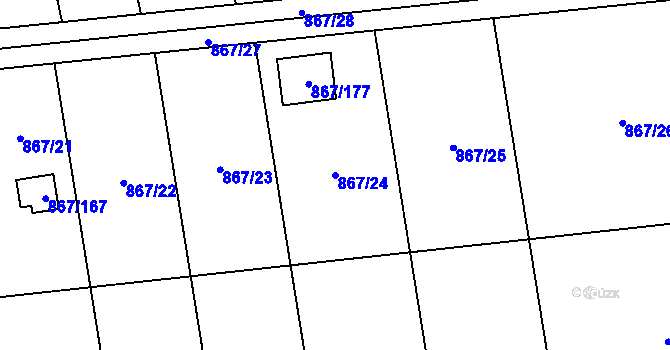 Parcela st. 867/24 v KÚ Hřebeč, Katastrální mapa