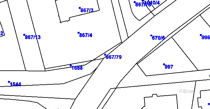 Parcela st. 867/79 v KÚ Hřebeč, Katastrální mapa