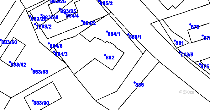 Parcela st. 882 v KÚ Hřebeč, Katastrální mapa