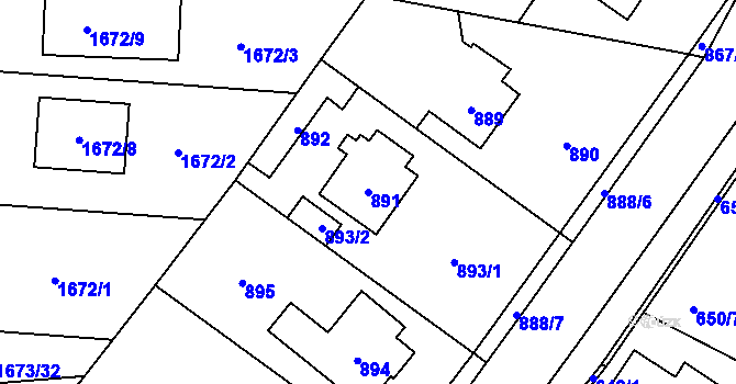 Parcela st. 891 v KÚ Hřebeč, Katastrální mapa