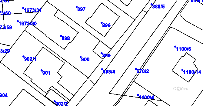 Parcela st. 899 v KÚ Hřebeč, Katastrální mapa