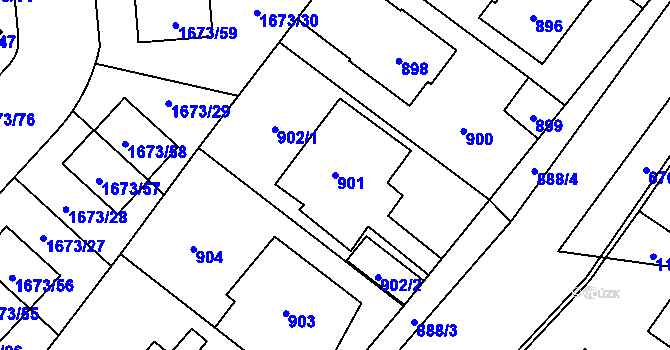 Parcela st. 901 v KÚ Hřebeč, Katastrální mapa