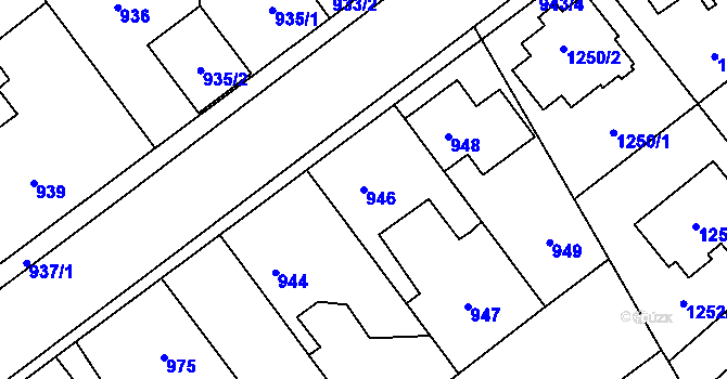 Parcela st. 946 v KÚ Hřebeč, Katastrální mapa