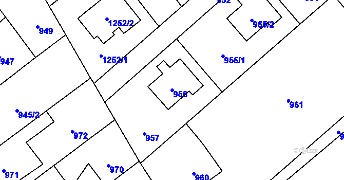 Parcela st. 956 v KÚ Hřebeč, Katastrální mapa