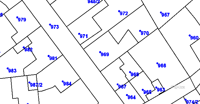 Parcela st. 969 v KÚ Hřebeč, Katastrální mapa