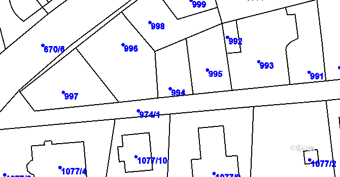 Parcela st. 994 v KÚ Hřebeč, Katastrální mapa