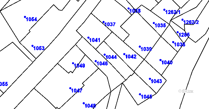 Parcela st. 1044 v KÚ Hřebeč, Katastrální mapa
