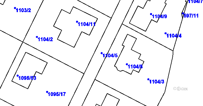 Parcela st. 1104/5 v KÚ Hřebeč, Katastrální mapa