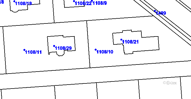 Parcela st. 1108/10 v KÚ Hřebeč, Katastrální mapa