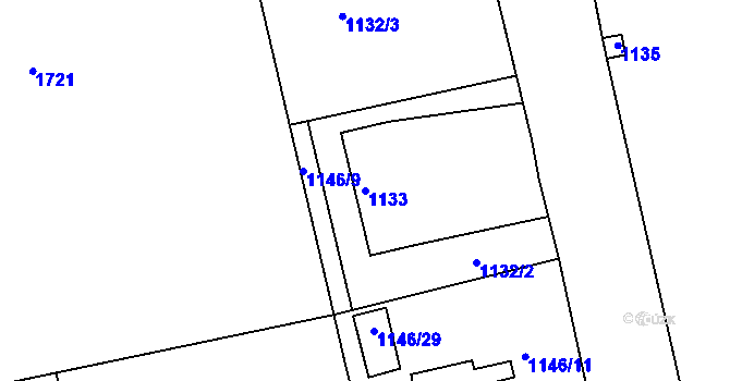 Parcela st. 1133 v KÚ Hřebeč, Katastrální mapa