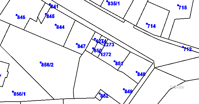 Parcela st. 1272 v KÚ Hřebeč, Katastrální mapa