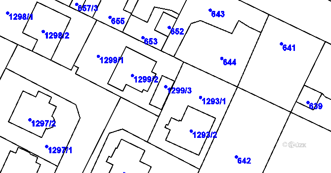 Parcela st. 1299/3 v KÚ Hřebeč, Katastrální mapa