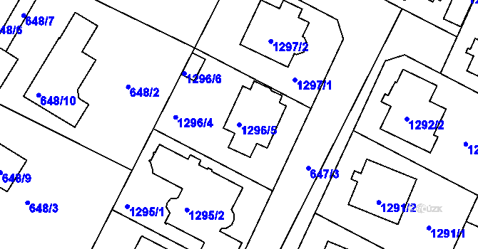 Parcela st. 1296/5 v KÚ Hřebeč, Katastrální mapa