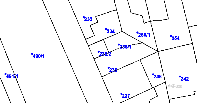 Parcela st. 236/2 v KÚ Hřebeč, Katastrální mapa