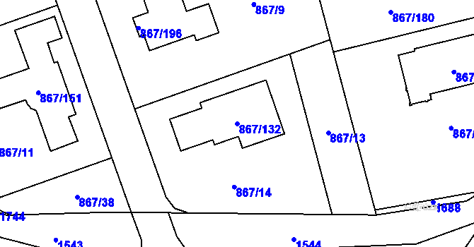 Parcela st. 867/132 v KÚ Hřebeč, Katastrální mapa