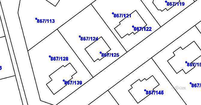 Parcela st. 867/125 v KÚ Hřebeč, Katastrální mapa