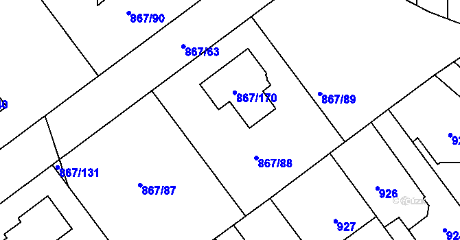 Parcela st. 867/88 v KÚ Hřebeč, Katastrální mapa
