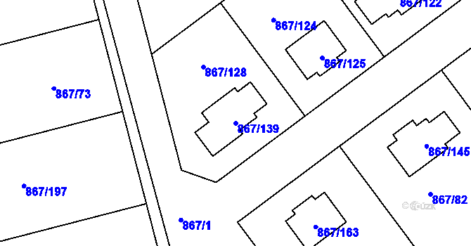 Parcela st. 867/139 v KÚ Hřebeč, Katastrální mapa