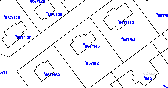 Parcela st. 867/145 v KÚ Hřebeč, Katastrální mapa