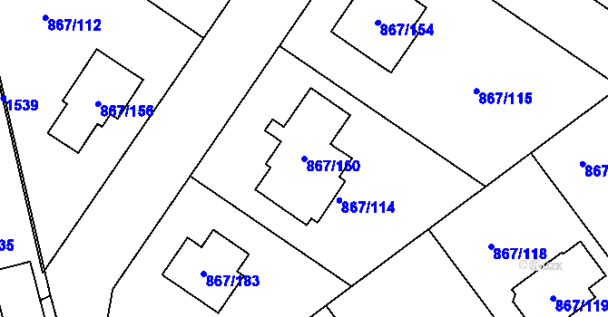 Parcela st. 867/150 v KÚ Hřebeč, Katastrální mapa