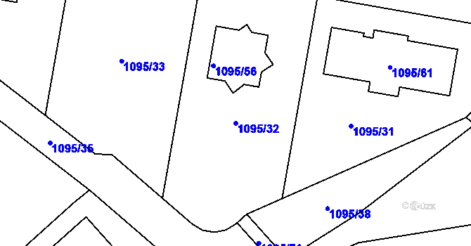 Parcela st. 1095/32 v KÚ Hřebeč, Katastrální mapa