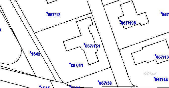 Parcela st. 867/151 v KÚ Hřebeč, Katastrální mapa