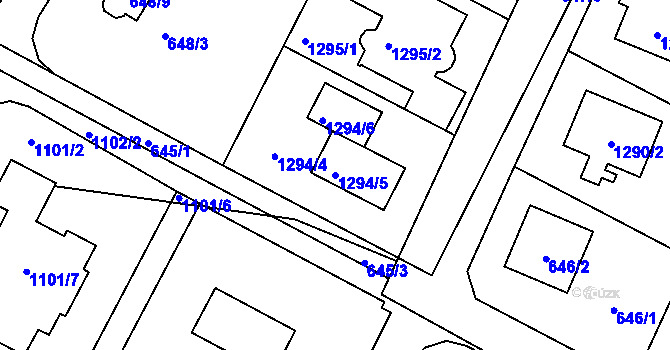 Parcela st. 1294/5 v KÚ Hřebeč, Katastrální mapa