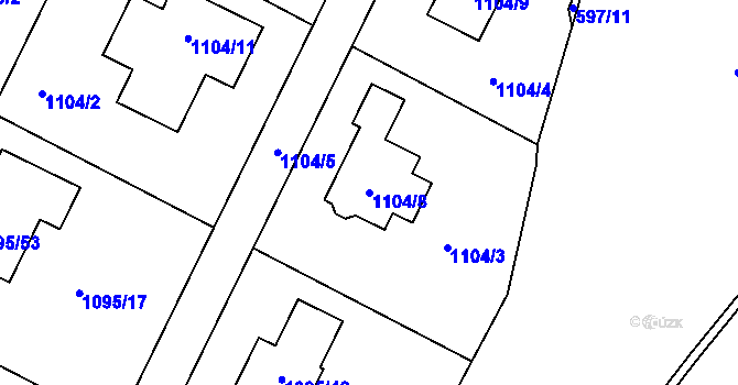Parcela st. 1104/8 v KÚ Hřebeč, Katastrální mapa