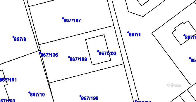Parcela st. 867/200 v KÚ Hřebeč, Katastrální mapa