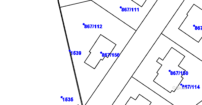 Parcela st. 867/156 v KÚ Hřebeč, Katastrální mapa