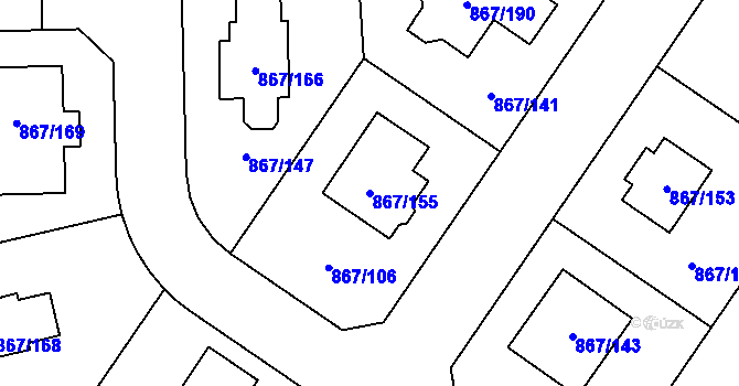 Parcela st. 867/155 v KÚ Hřebeč, Katastrální mapa