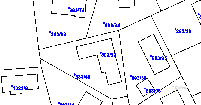 Parcela st. 883/97 v KÚ Hřebeč, Katastrální mapa
