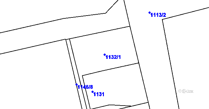 Parcela st. 1132/1 v KÚ Hřebeč, Katastrální mapa
