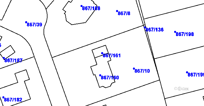 Parcela st. 867/161 v KÚ Hřebeč, Katastrální mapa