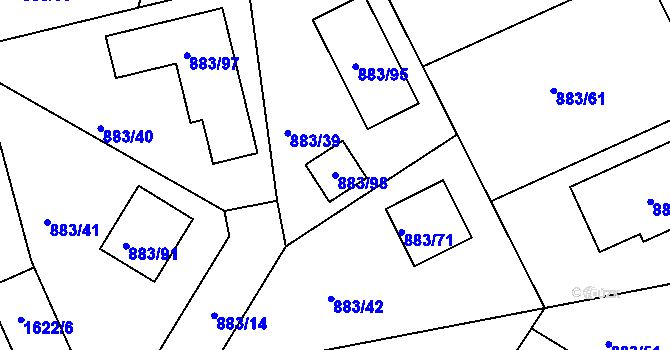 Parcela st. 883/98 v KÚ Hřebeč, Katastrální mapa