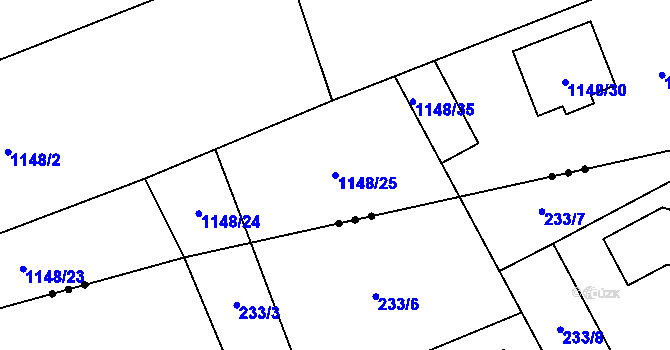 Parcela st. 1148/25 v KÚ Hřebeč, Katastrální mapa