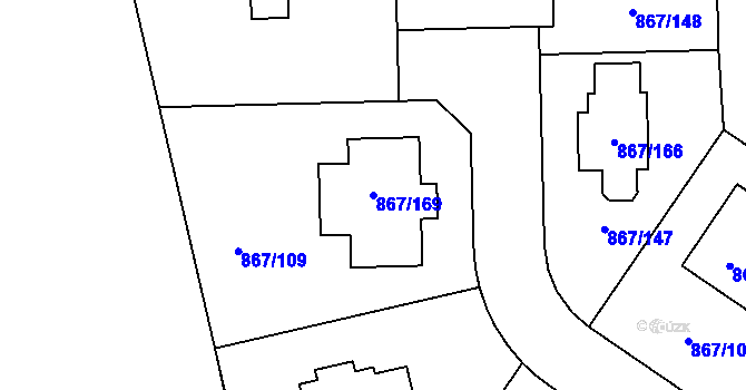Parcela st. 867/169 v KÚ Hřebeč, Katastrální mapa