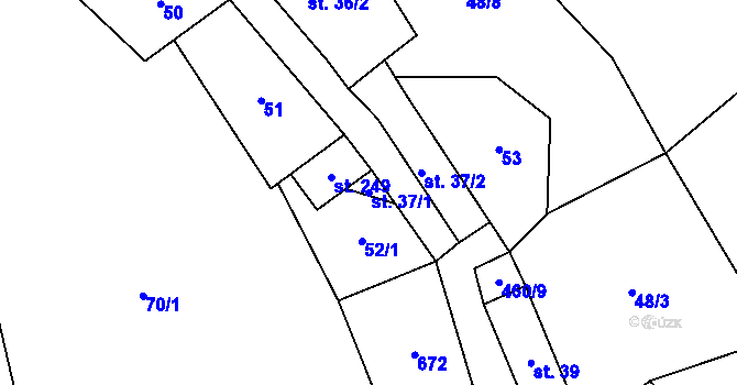 Parcela st. 37/1 v KÚ Hřebečníky, Katastrální mapa