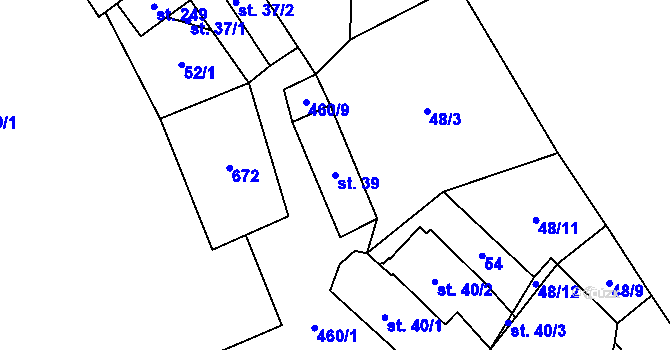 Parcela st. 39 v KÚ Hřebečníky, Katastrální mapa
