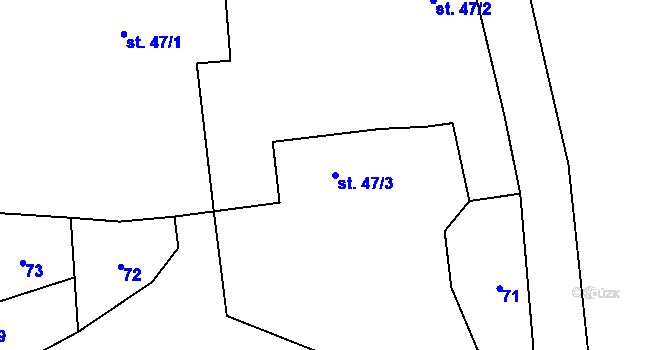 Parcela st. 47/3 v KÚ Hřebečníky, Katastrální mapa
