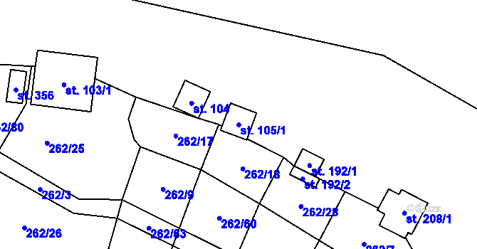 Parcela st. 105/1 v KÚ Hřebečníky, Katastrální mapa