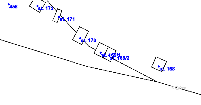 Parcela st. 169/1 v KÚ Hřebečníky, Katastrální mapa