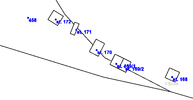Parcela st. 170 v KÚ Hřebečníky, Katastrální mapa