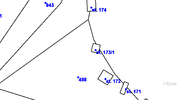 Parcela st. 173/1 v KÚ Hřebečníky, Katastrální mapa