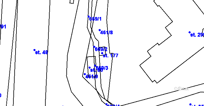 Parcela st. 177 v KÚ Hřebečníky, Katastrální mapa