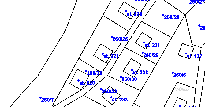 Parcela st. 221 v KÚ Hřebečníky, Katastrální mapa